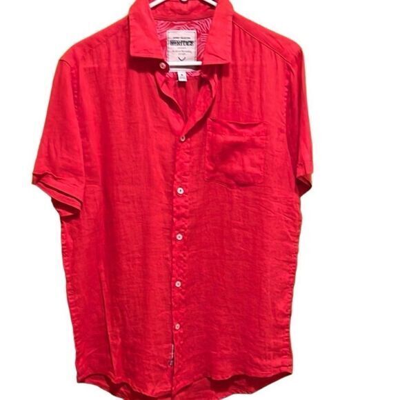 Heritage‎ by Report shirt Sz M red 100% linen academia resort breathable NWT - Picture 1 of 9